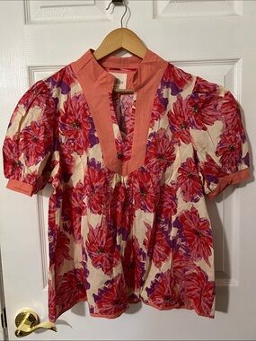 NWT Umgee Floral Blouse Top Shirt Large